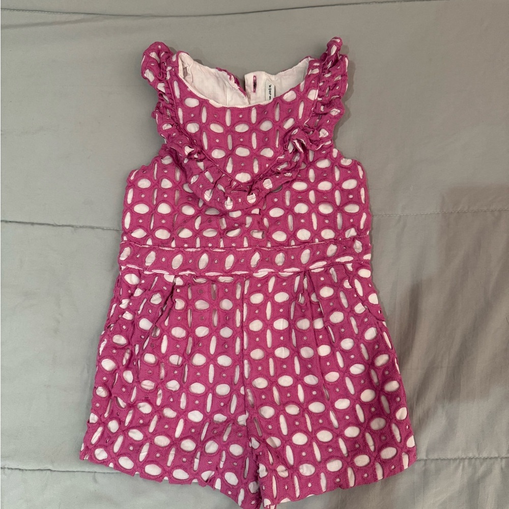 Janie and Jack Pink and White Polka Dot Romper